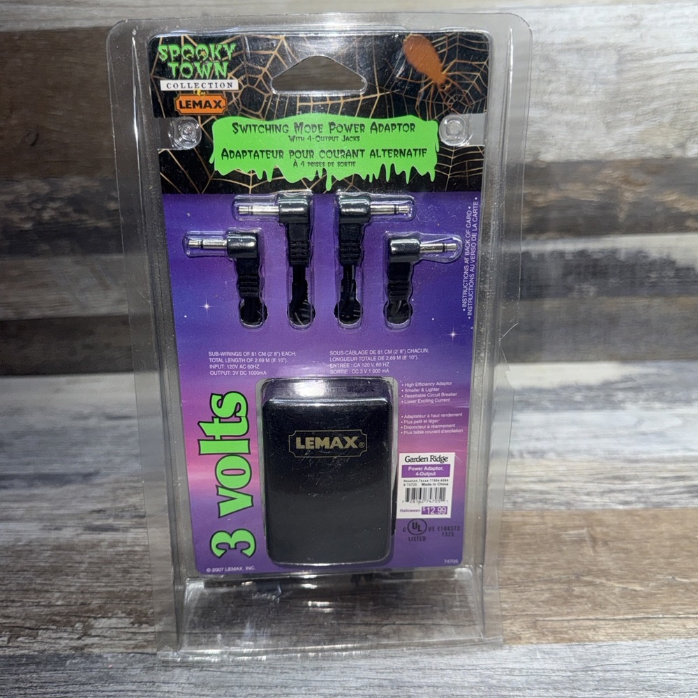 Lemax Spooky Town Collection 3V Switching Mode Power Adaptor 4-Output Jacks New
